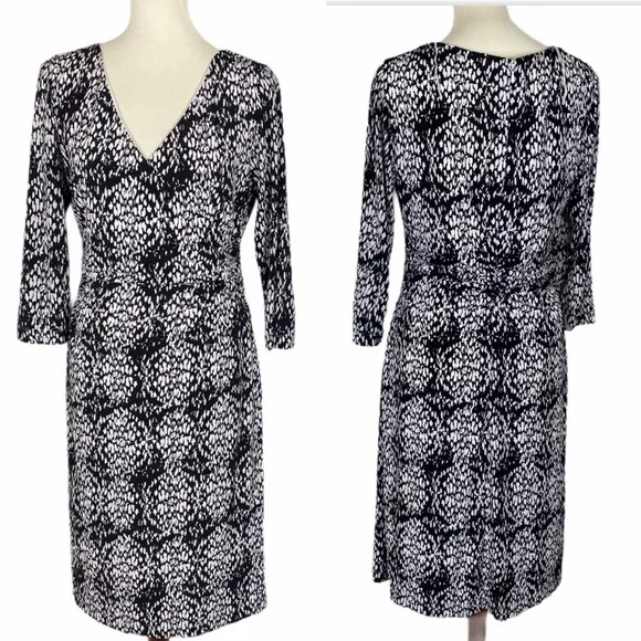Adrianna Papell Faux Wrap Dress Gray Black 14 - Picture 1 of 4